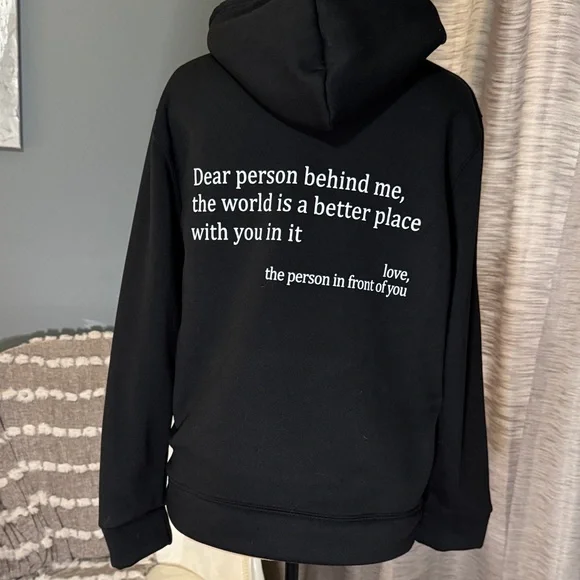 Black Hoodie with 'You Are Enough' Text - Picture 2 of 2